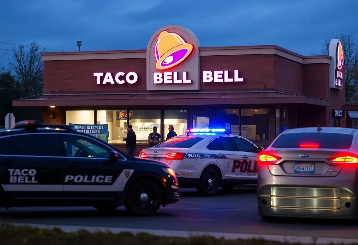 Police responding to a situation at a Taco Bell restaurant