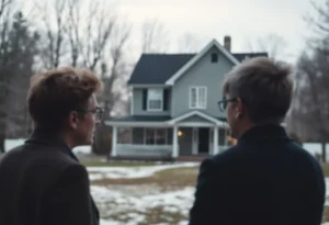 Blurred image of a house with icy background representing real estate tension