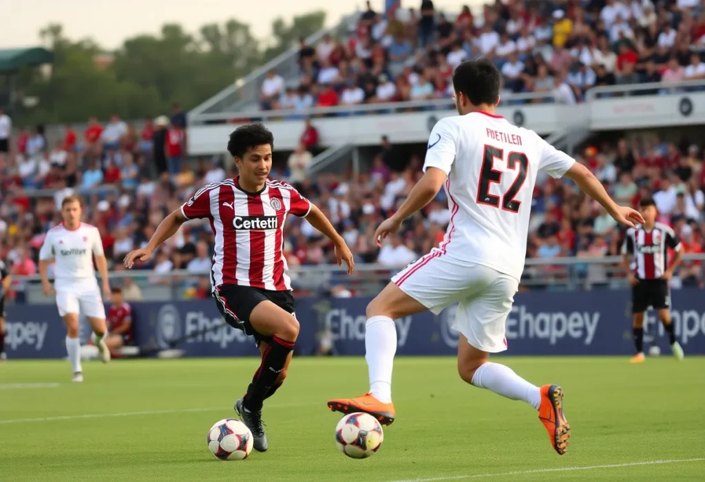 UConn men's soccer team playing a match against Providence