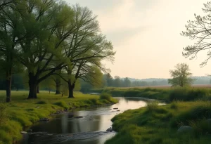 A serene landscape symbolizing kindness and community in Rhode Island