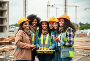 Diverse women working together on a construction site