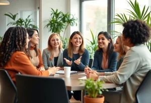 Women in a workplace discussing menopause accommodations