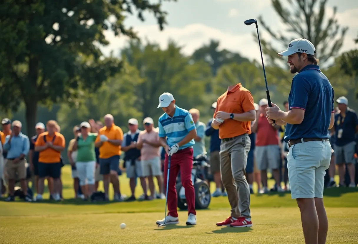 Players competing in the Technology Golf League
