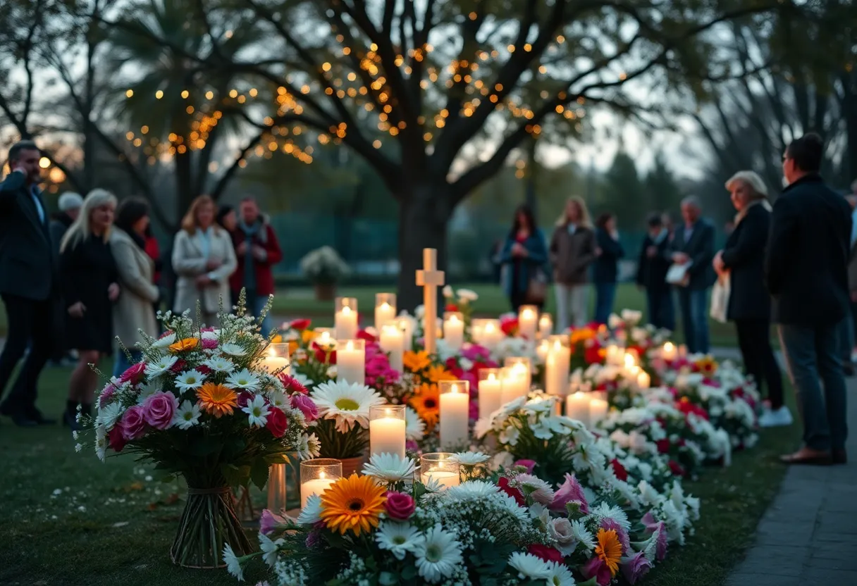 Community gathering for the memorial of Nancy Gifford Roach