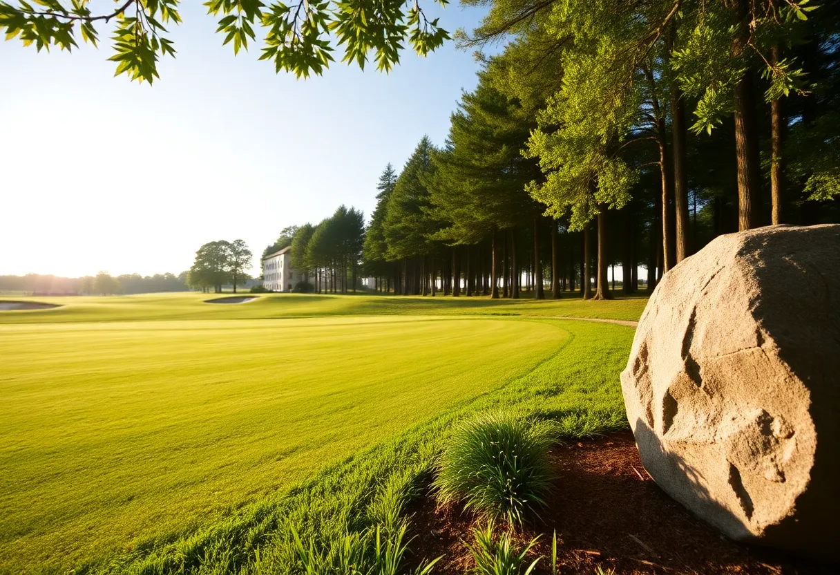 A picturesque golf course epitomizing camaraderie and legacy.