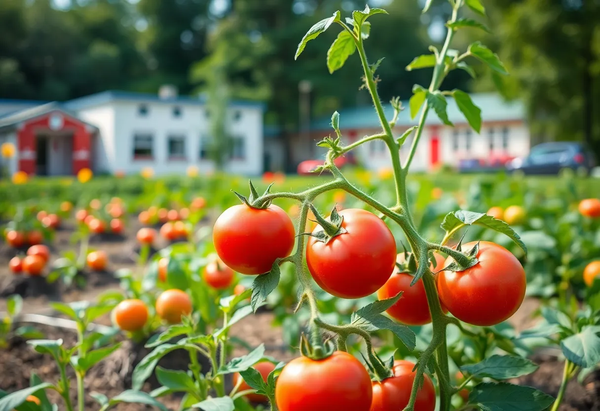 A beautiful garden showcasing tomatoes, symbolizing passion for nature and education.