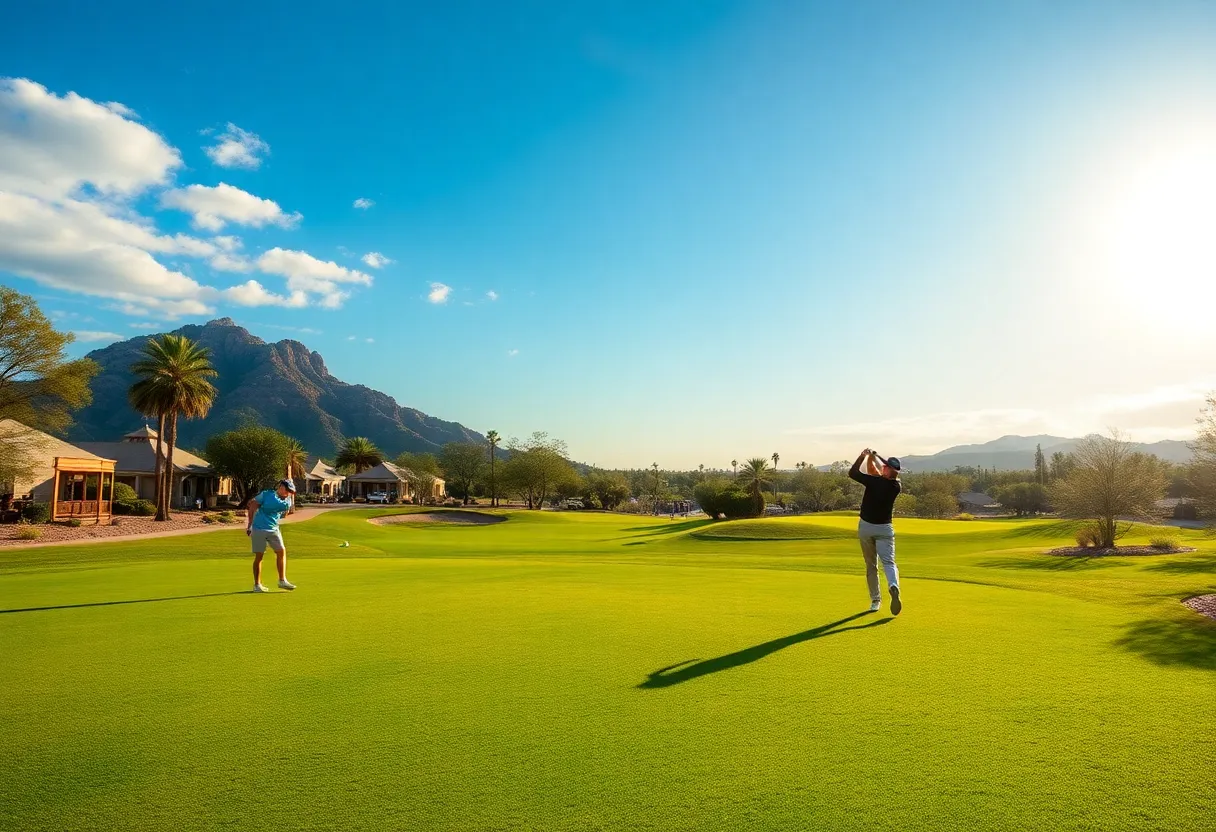 Female golfers competing at the Wigwam Resort during the spring golf tournament.