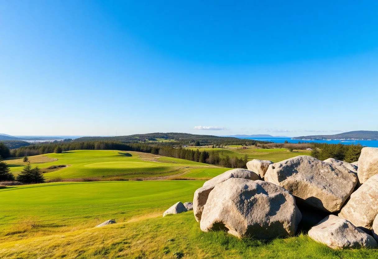 Rolling hills and beautiful landscape of Shelter Harbor Golf Course
