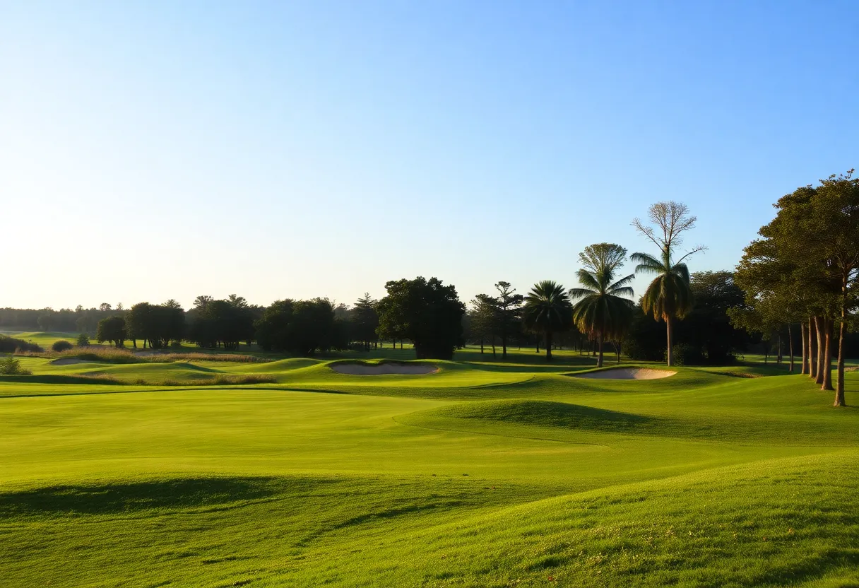 Shane Lowry attempting a putt at a golf tournament under pressure.