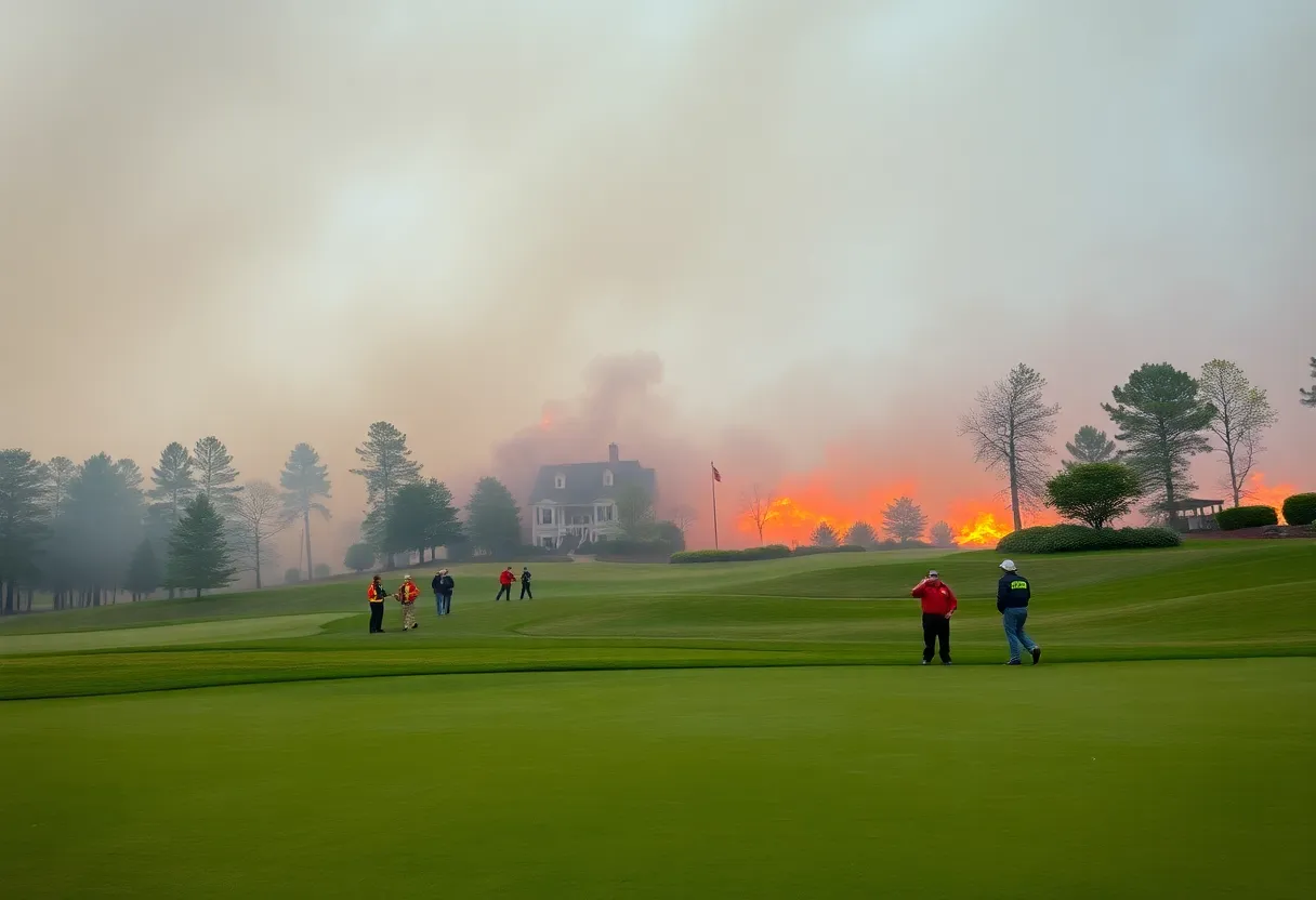 Firefighters responding to a fire at Aquidneck Club