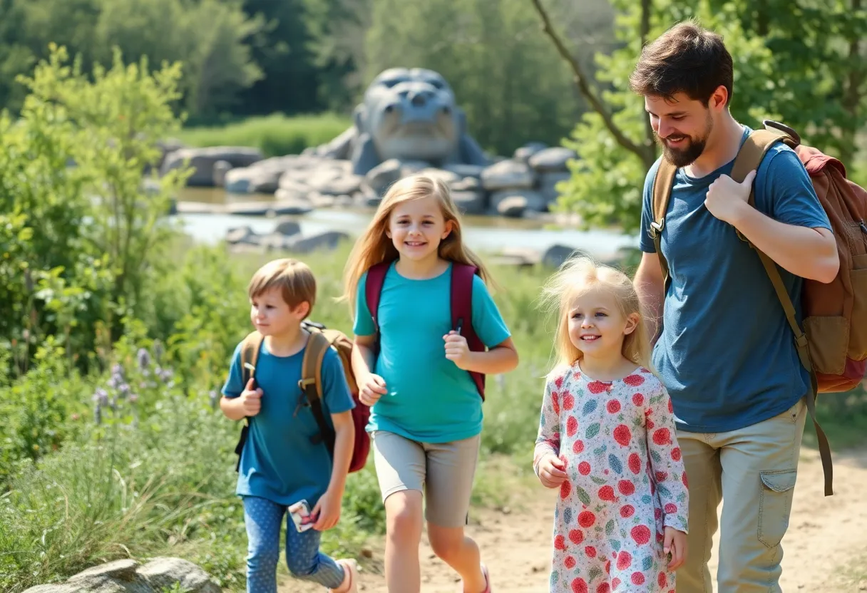 Family exploring the outdoors in Rhode Island