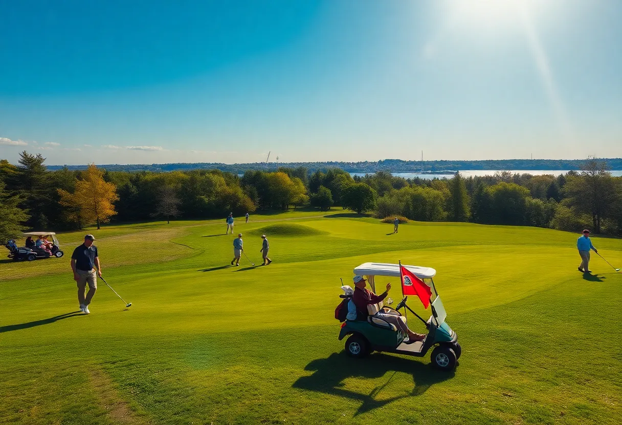 Players participating in a golf tournament in Rhode Island